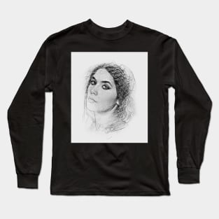 Woman Hairstyle sketch Art Drawing Long Sleeve T-Shirt